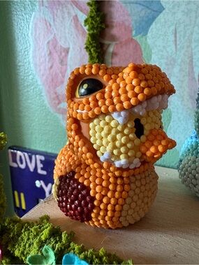Orange Beaded Dino Duck Figurine